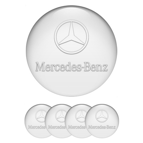 Mercedes Stickers for Center Wheel Caps White Classic Transparent Logo