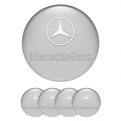 Mercedes Emblem for Wheel Center Caps Grey Base Classic White Logo