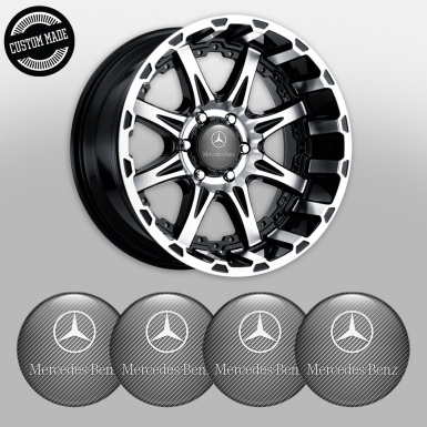 Mercedes Emblem for Center Wheel Caps Light Carbon Classic White Logo