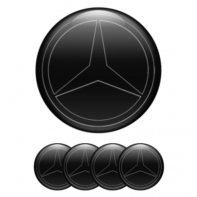 Mercedes Emblems for Center Wheel Caps Black Dark Star Logo Variant