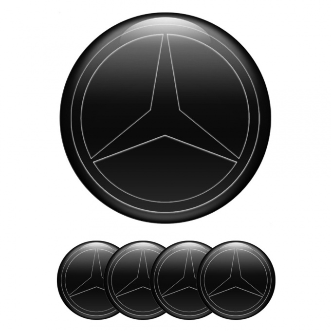 Mercedes Emblems for Center Wheel Caps Black Dark Star Logo Variant