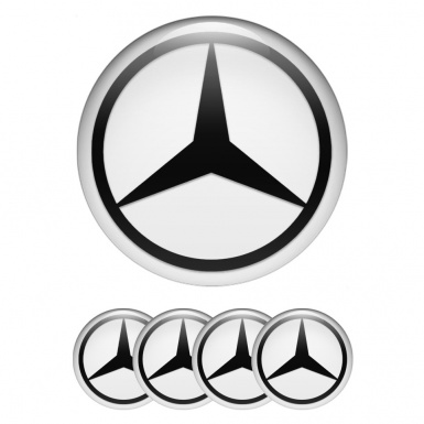 Mercedes Wheel Stickers for Center Caps White Dark Star Logo Variant