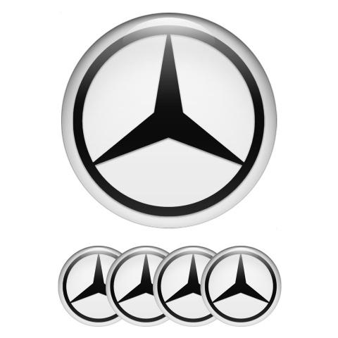 Mercedes Wheel Stickers for Center Caps White Dark Star Logo Variant