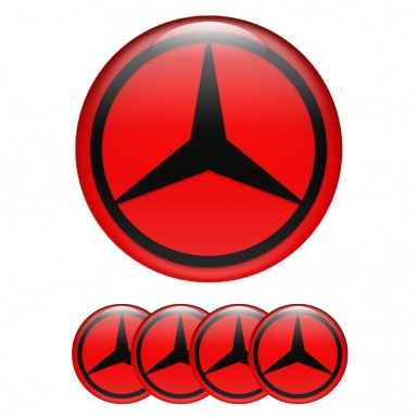 Mercedes Silicone Stickers for Center Wheel Caps Red Dark Star Logo
