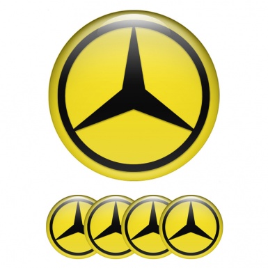 Mercedes Domed Stickers for Wheel Center Caps Yellow Dark Star Edition