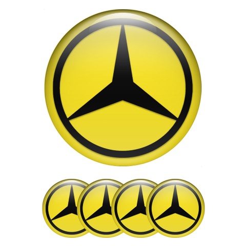 Mercedes Domed Stickers for Wheel Center Caps Yellow Dark Star Edition