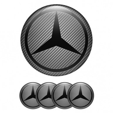 Mercedes Wheel Emblem for Center Caps Carbon Fiber Dark Star Logo