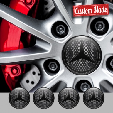 Mercedes Stickers for Wheels Center Caps Dark Mesh Black Star Logo
