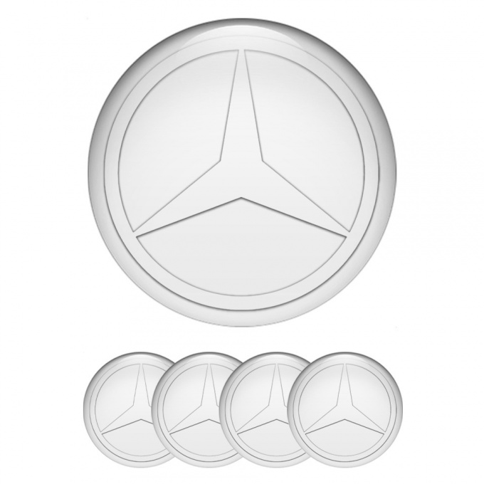 Mercedes Emblem for Center Wheel Caps White Fill Transparent Star Logo