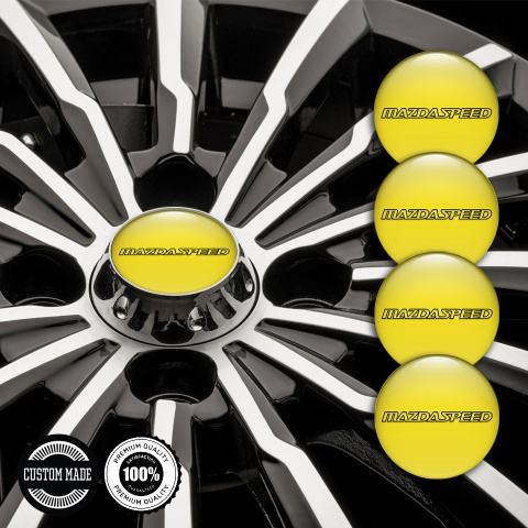Mazda Speed Center Wheel Caps Stickers Yellow Print Dark Sport Logo