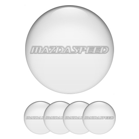 Mazda Speed Stickers for Wheels Center Caps Pearl Base White Contour Logo