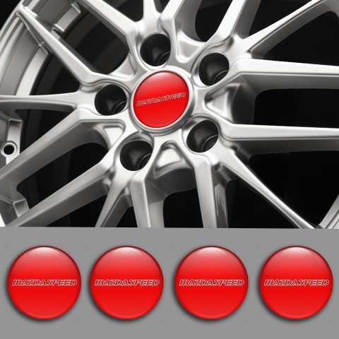 Mazda Speed Emblem for Wheel Center Caps Red Base White Contour