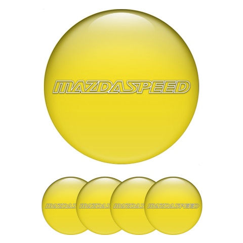 Mazda Speed Emblem for Center Wheel Caps Yellow Base White Contour