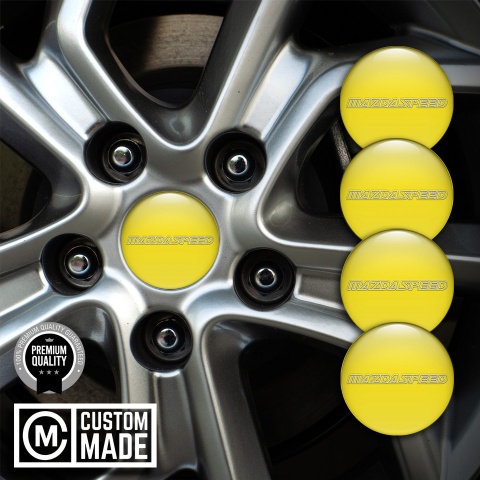 Mazda Speed Emblem for Center Wheel Caps Yellow Base White Contour