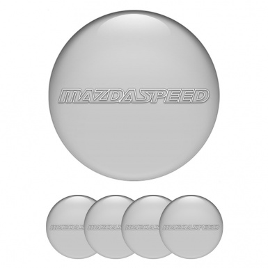 Mazda Speed Center Wheel Caps Stickers Grey Base White Contour Logo