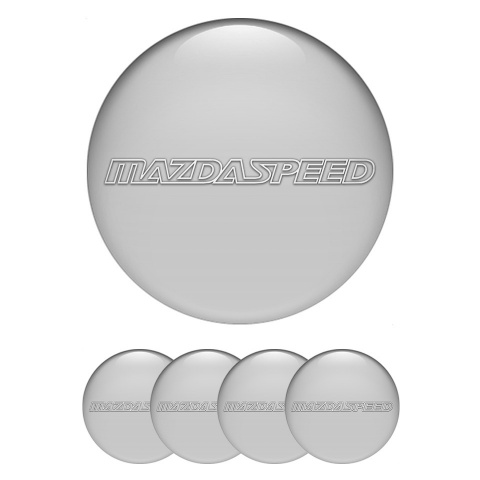 Mazda Speed Center Wheel Caps Stickers Grey Base White Contour Logo