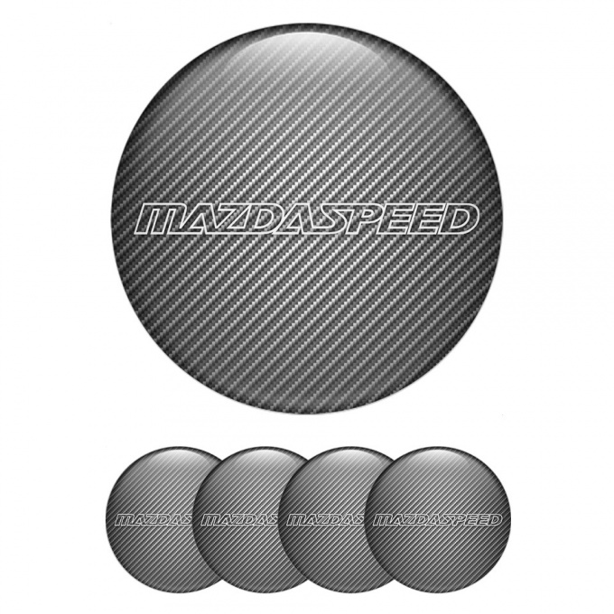 Mazda Speed Emblems for Center Wheel Caps Carbon Fiber White Contour