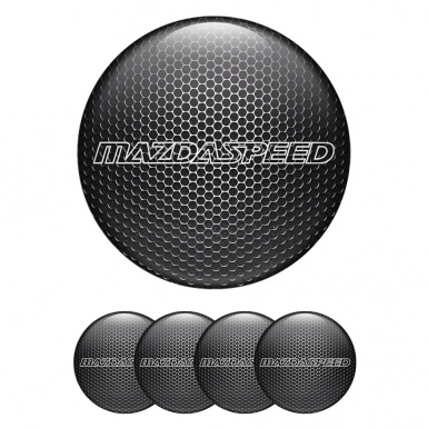 Mazda Speed Wheel Stickers for Center Caps Dark Mesh White Contour