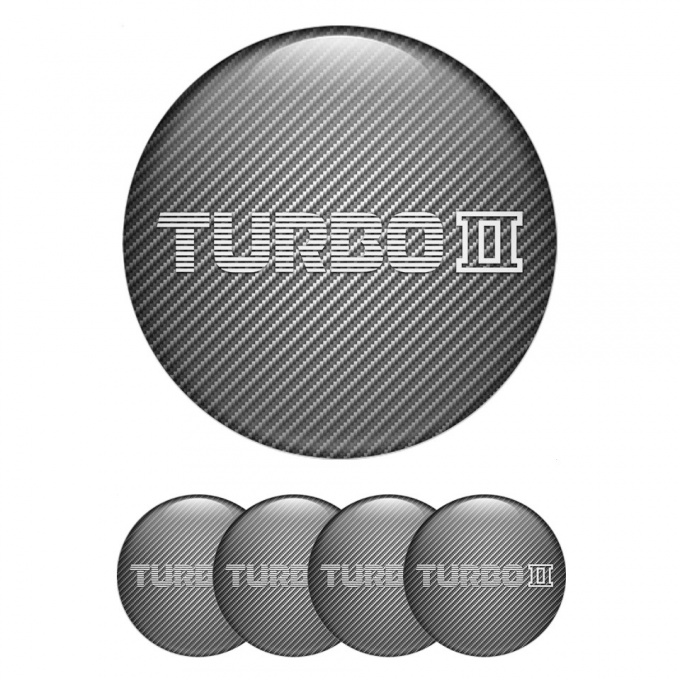 Mazda Turbo Emblems for Center Wheel Caps Carbon Base White Logo