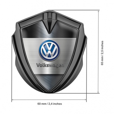 VW Bodyside Emblem Self Adhesive Graphite Brushed Aluminum Classic Logo