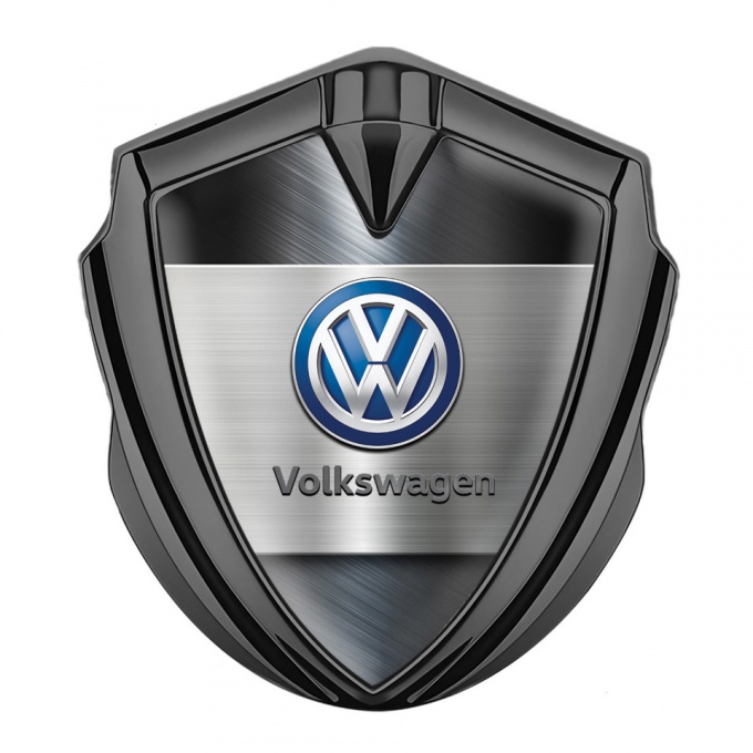 VW Bodyside Emblem Self Adhesive Graphite Brushed Aluminum Classic Logo
