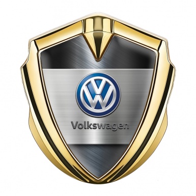VW Bodyside Emblem Self Adhesive Gold Brushed Aluminum Classic Logo