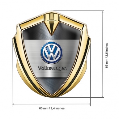 VW Bodyside Emblem Self Adhesive Gold Brushed Aluminum Classic Logo