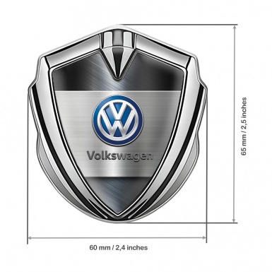 VW Bodyside Emblem Self Adhesive Silver Brushed Aluminum Classic Logo