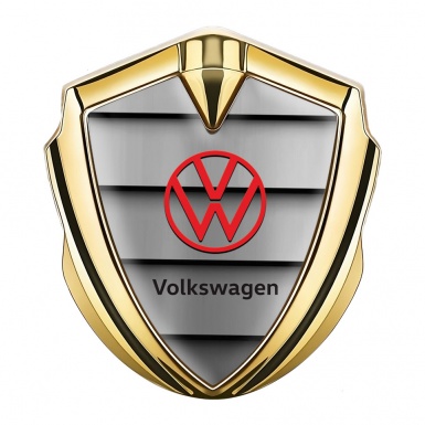 VW Emblem Badge Self Adhesive Gold Shutter Effect Red Logo Edition