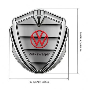 VW Emblem Badge Self Adhesive Silver Shutter Effect Red Logo Edition