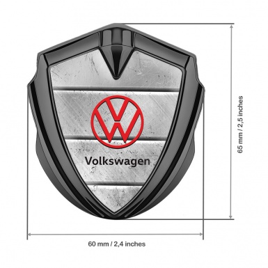 VW Emblem Fender Badge Graphite Stone Surface Red Logo Edition
