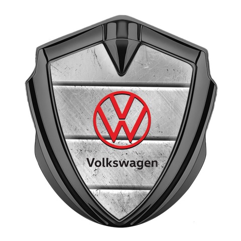VW Emblem Fender Badge Graphite Stone Surface Red Logo Edition