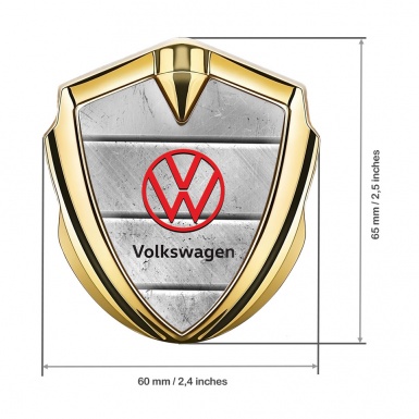 VW Emblem Fender Badge Gold Stone Surface Red Logo Edition