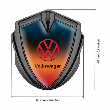 VW Fender Emblem Badge Graphite Color Gradient Base Crimson Logo