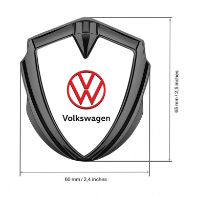 VW Emblem Trunk Badge Graphite White Background Crimson Logo