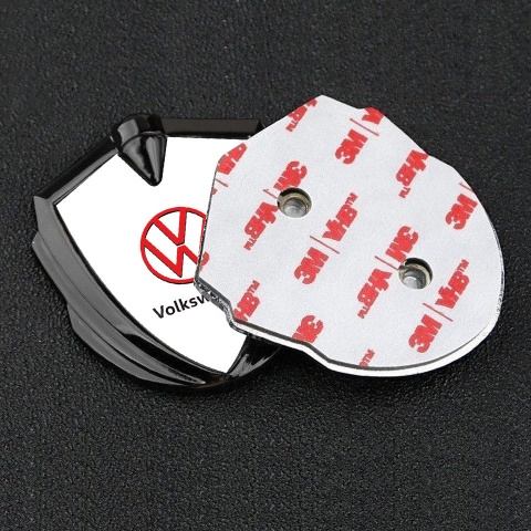 VW Emblem Trunk Badge Graphite White Background Crimson Logo