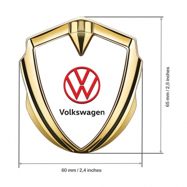 VW Emblem Trunk Badge Gold White Background Crimson Logo