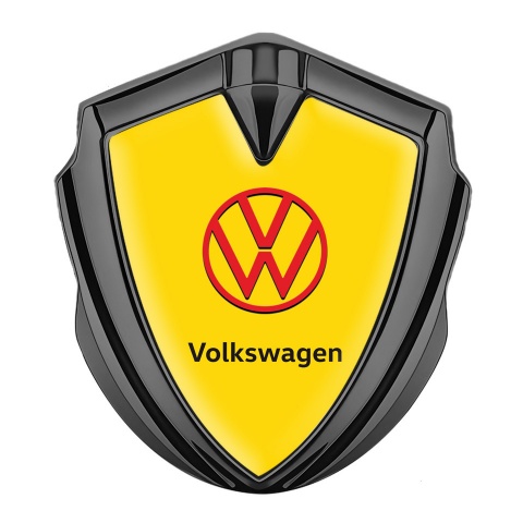 VW Emblem Self Adhesive Graphite Yellow Background Crimson Design