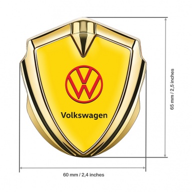 VW Emblem Self Adhesive Gold Yellow Background Crimson Design