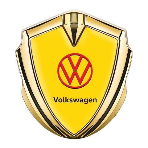 VW Emblem Self Adhesive Gold Yellow Background Crimson Design