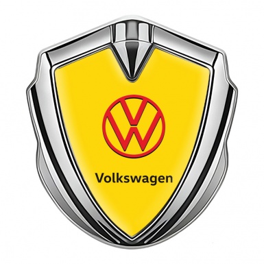 VW Emblem Self Adhesive Silver Yellow Background Crimson Design