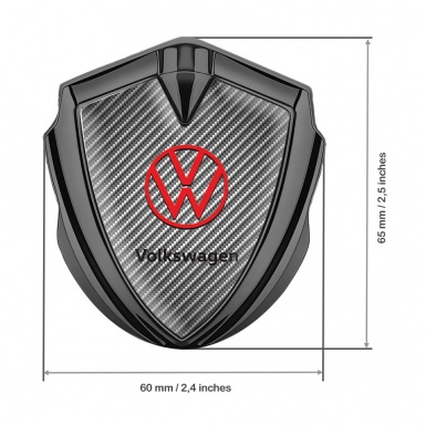 VW Metal Emblem Badge Graphite Light Carbon Red Logo Concept