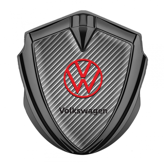 VW Metal Emblem Badge Graphite Light Carbon Red Logo Concept