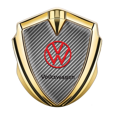 VW Metal Emblem Badge Gold Light Carbon Red Logo Concept