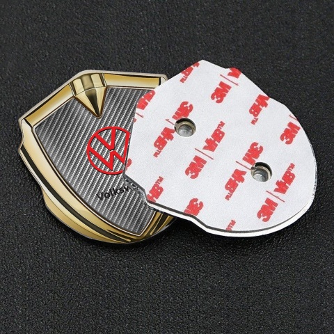VW Metal Emblem Badge Gold Light Carbon Red Logo Concept