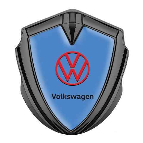 VW Domed Emblem Graphite Glacial Blue Base Red Logo Design