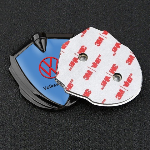 VW Domed Emblem Graphite Glacial Blue Base Red Logo Design