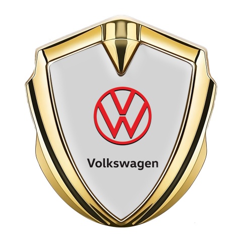 VW Emblem Ornament Gold Light Grey Fill Red Logo Edition