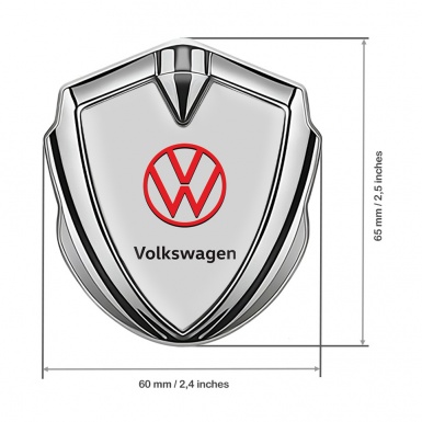 VW Emblem Ornament Silver Light Grey Fill Red Logo Edition