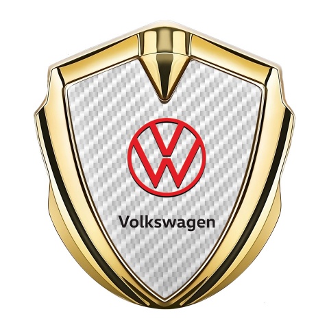 VW Bodyside Domed Emblem Gold White Carbon Red Logo Variant